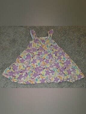 Angel Dear Girls Purple, Yellow, Cream Patterned Dress